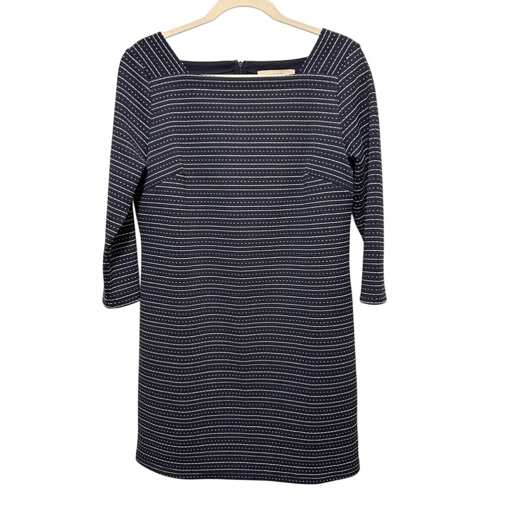 Ann Taylor Loft mini shift Dress women's S blue white preppy coastal grandma